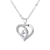 Cubic Zircon Micro Pave Brass Necklace, with 4cm extender chain, Heart, platinum plated, fashion jewelry & micro pave cubic zirconia & for woman & hollow Approx 45 cm 