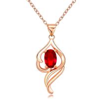 Cubic Zirkonia (CZ) Messing Anhänger, mit kubischer Zirkonia, Rósegold-Farbe plattiert, Modeschmuck & für Frau, rot, 9.6x20mm, verkauft von PC