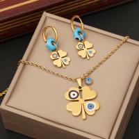 Evil Eye Jewelry Set, 304 Stainless Steel, with Resin, with 1.97inch extender chain, plated, fashion jewelry & for woman, golden Approx 15.75 Inch, Approx 7.09 Inch 