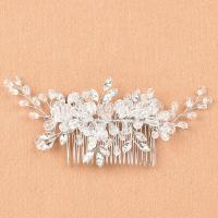 Decorative Hair Combs, Zinc Alloy, with Crystal, fashion jewelry & for woman, silver color 