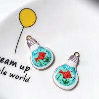 Zinc Alloy Enamel Pendants, with enamel, Light Bulb, gold color plated, break proof & cute & DIY 23mm, Approx 