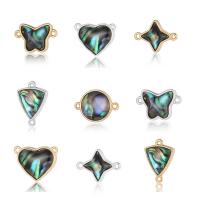Cubic Zirconia Brass Connector, with Abalone Shell, plated, DIY  & micro pave cubic zirconia 