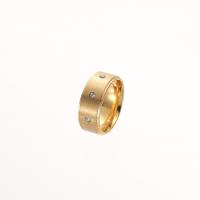 Strass Edelstahl Fingerring, 304 Edelstahl, Vakuum-Ionen-Beschichtung, unisex & verschiedene Größen vorhanden & mit Strass, keine, 8mm, Größe:6-12, verkauft von PC