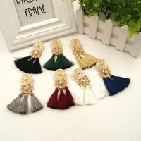 Fashion Tassel Earring, Zinc Alloy, with Polyester, gold color plated, Korean style & for woman 80mm 