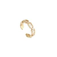 Cubic Zirconia Micro Pave Brass Finger Ring, real gold plated, fashion jewelry & micro pave cubic zirconia & for woman, golden 