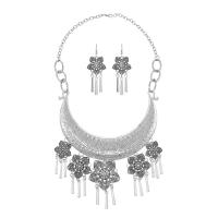 ensembles de bijoux de mode en alliage zinc, alliage de zinc, boucle d'oreille & collier, poli, pour femme, argent, Vendu par fixé