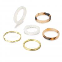 Zink-Legierung Ring Set, Zinklegierung, mit Acryl, goldfarben plattiert, 6 Stück & Modeschmuck & für Frau, keine, verkauft von setzen