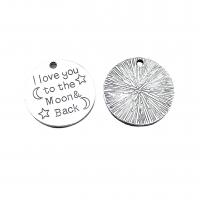 Zinc Alloy Tag Charm, Flat Round, antique silver color plated, vintage & DIY Approx 