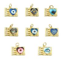 Moda Mal Ojo Pendiente, metal, chapado en color dorado, Bricolaje & diferentes patrones para la opción & para mujer & con diamantes de imitación, 20x19x0.5mm, agujero:aproximado 0.4mm, Vendido por UD