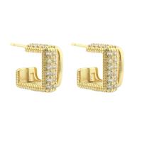 Rhinestone Brass Stud Earring, gold color plated, fashion jewelry & for woman & with rhinestone 