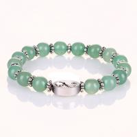 Pulsera de Piedras Preciosas, aleación de zinc, con Piedras preciosas, chapado, Joyería, verde, longitud:aproximado 19 cm, Vendido por UD