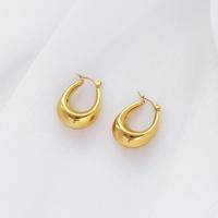 Boucles d'oreilles en acier titane, Lettre U, Plaqué d'or 18K, pour femme & creux Vendu par paire