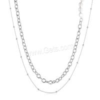 Collier de perles en plastique, alliage de zinc, avec perle de plastique, poli, Double couche & bijoux de mode & pour femme, argent cm, Vendu par PC