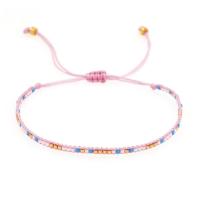 Glass Seed Beads Bracelets, Seedbead, with Knot Cord, Adjustable & Bohemian style & for woman Approx 26 cm 