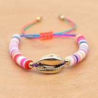 Polymer Clay Bracelets, with Knot Cord & Shell, Adjustable & fashion jewelry & Bohemian style & for woman Approx 16.5 cm 