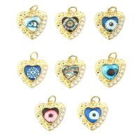 Moda Mal Ojo Pendiente, metal, Corazón, chapado en color dorado, Joyería & diferentes patrones para la opción & para mujer & con diamantes de imitación, 24x18x0.4mm, agujero:aproximado 0.4mm, Vendido por UD