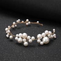 Bridal Hair Wreath, Zinc Alloy, with Plastic Pearl, fashion jewelry & for woman, golden 