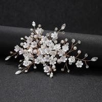 Alligator Hair Clip, Zinc Alloy, with Plastic Pearl, fashion jewelry & for woman & with rhinestone 