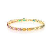 Cubic Zirconia Micro Pave Brass Bracelet, Oval, 18K gold plated, micro pave cubic zirconia & for woman, 4.8mm Approx 7.3 Inch 