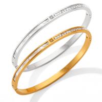 Brazalete del acero inoxidable, acero inoxidable 304, con Nácar Blanca, Recubrimiento iónico al vacío, para mujer & con diamantes de imitación, más colores para la opción, 61.5x3.8mm, Vendido por UD