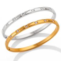 Brazalete del acero inoxidable, acero inoxidable 304, Recubrimiento iónico al vacío, micro arcilla de zirconia cúbica & para mujer, más colores para la opción, 59x3.7mm, Vendido por UD