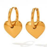 Huggie Hoop Drop Earring, Нержавеющая сталь 304, Сердце, вакуумное ионное покрытие, ювелирные изделия моды & Женский, Много цветов для выбора продается Пара