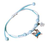 Cordón de lana pulsera, aleación de zinc, con cordón poliéster, Mariposa, chapado, ajustable & para mujer & esmalte, más colores para la opción, longitud:aproximado 6.3-11.8 Inch, Vendido por UD