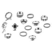 Zink-Legierung Ring Set, Zinklegierung, silberfarben plattiert, Modeschmuck & für Frau & mit Strass, Silberfarbe, verkauft von setzen