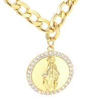 Cúbicos circón Collar de latón Micro pavimenta, metal, Virgen María, chapado, micro arcilla de zirconia cúbica & para mujer, más colores para la opción, 24mm, longitud:aproximado 45 cm, Vendido por UD