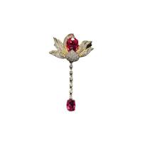 Cubic Zirconia Brooch, Brass, Flower, Vacuum Ion Plating, fashion jewelry & micro pave cubic zirconia 