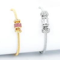 Cubic Zirconia Micro Pave Brass Bracelet, plated, adjustable & micro pave cubic zirconia & for woman Approx 17 cm 