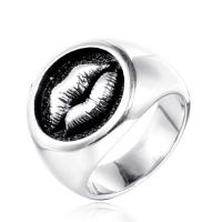 Anillo de dedo de acero Titanium de, Partículas de acero, Labios, estilo punky & diverso tamaño para la opción & para hombre, color original, 18mm, tamaño:7-13, Vendido por UD