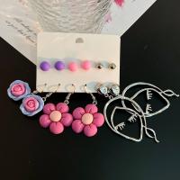 Boucle d'oreille de goutte acrylique, avec alliage de zinc, poli, 6 pièces & bijoux de mode & pour femme, Vendu par fixé