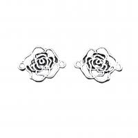 Flower Zinc Alloy Connector, Rose, antique silver color plated, vintage & DIY & 1/1 loop & hollow Approx 