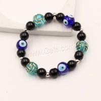 Evil Eye Jewelry Bracelet, Abrazine Stone, with Glass Beads & Lampwork & Zinc Alloy, plated, evil eye pattern & for man 18mm Approx 17.5-18 cm 