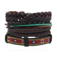 PU Leather Cord Bracelets, handmade, vintage & 4 pieces & folk style & for man Approx 18 cm 