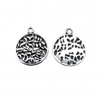 Zinc Alloy Tag Charm, Flat Round, antique silver color plated, vintage & DIY & hollow Approx 