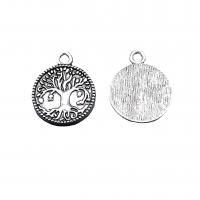 Zinc Alloy Tag Charm, Flat Round, antique silver color plated, vintage & DIY Approx 