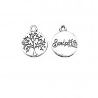 Zinc Alloy Tag Charm, Flat Round, antique silver color plated, vintage & DIY Approx 