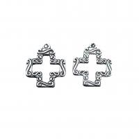 Zinc Alloy Cross Pendants, antique silver color plated, vintage & DIY & hollow Approx 