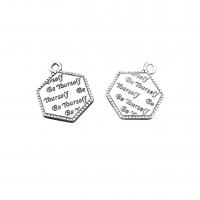 Zinc Alloy Jewelry Pendants, Hexagon, antique silver color plated, vintage & DIY Approx 