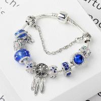 Europa gemischt Kristall Armbänder, Zinklegierung, mit Lampwork, plattiert, Modeschmuck & verschiedene Größen vorhanden & Micro pave Zirkonia & für Frau, verkauft von PC