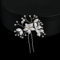 Hair Stick, Zinc Alloy, with Plastic Pearl, fashion jewelry & for woman & with rhinestone 