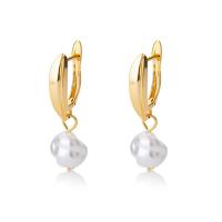 Freshwater Pearl Brass Earring, with Freshwater Pearl, plated, fashion jewelry & for woman 