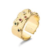 Cubic Zirconia Micro Pave Brass Finger Ring, 18K gold plated & micro pave cubic zirconia & for woman, US Ring .5-9 