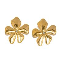 Stainless Steel Rhinestone Stud Earring, 304 Stainless Steel, Vacuum Ion Plating, fashion jewelry & for woman & with rhinestone, golden 