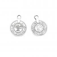 Zinc Alloy Tag Charm, Flat Round, antique silver color plated, vintage & DIY Approx 