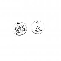 Zinc Alloy Tag Charm, Flat Round, antique silver color plated, vintage & DIY Approx 