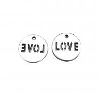 Zinc Alloy Tag Charm, Flat Round, antique silver color plated, vintage & DIY Approx 