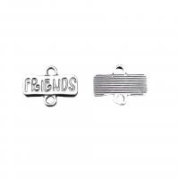 Zinc Alloy Charm Connector, Rectangle, antique silver color plated, vintage & DIY & 1/1 loop Approx 